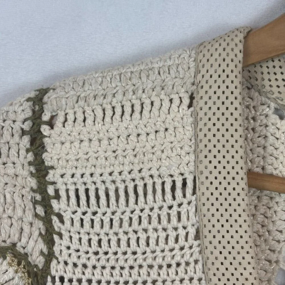 Rag & Bone Hearst Cotton Bamboo Alpaca Blend Crochet Cardigan Sweater SZ XS Boho